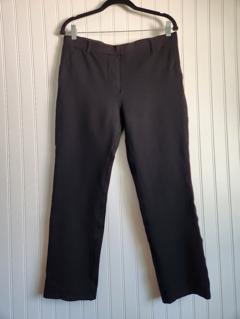 QUINCE Black Ponte Knit Stretch Pull On Minimalist Straight Leg Pants Large
